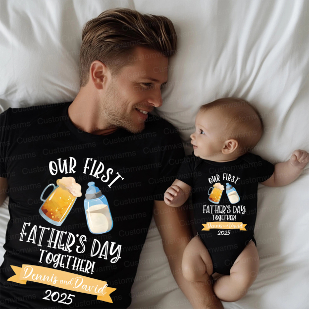Personalized First Father's Day Daddy and Baby Outfit | CWFamily64