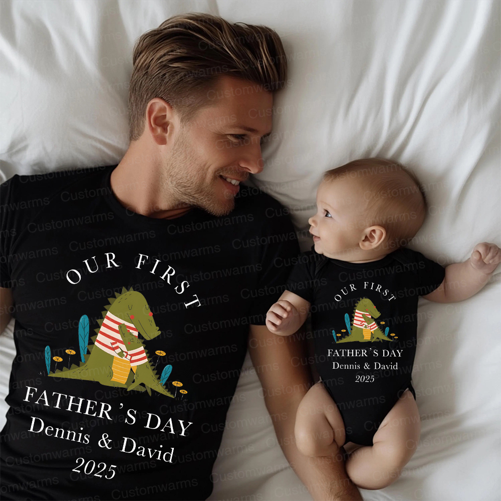Personalized First Father's Day Daddy and Baby Outfit | CWFamily72