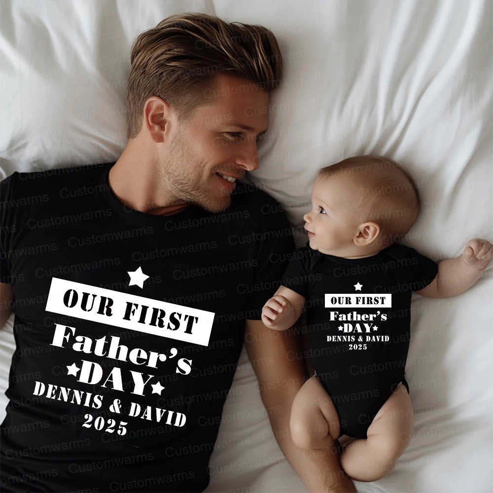Personalized First Father's Day Daddy and Baby Outfit | CWFamily73