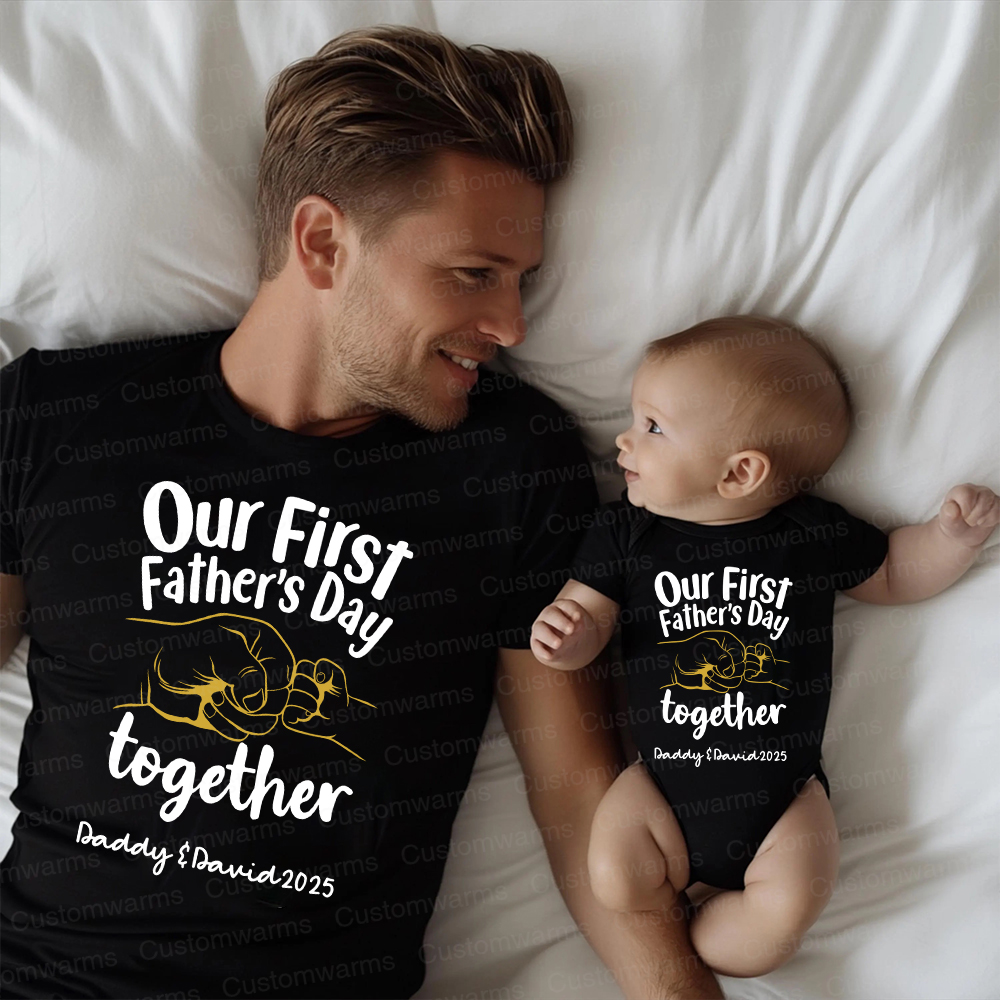 Personalized First Father's Day Daddy and Baby Outfit | CWFamily74