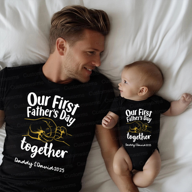 Personalized First Father's Day Daddy and Baby Outfit | CWFamily74