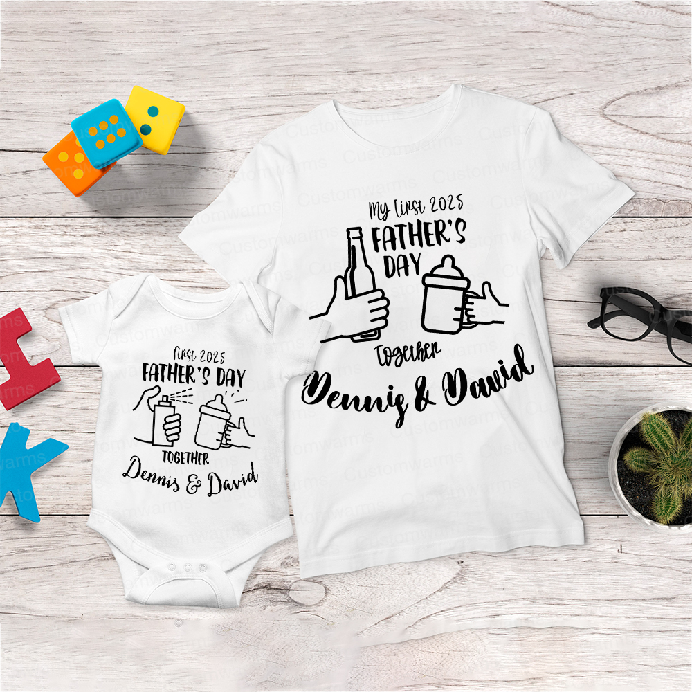Personalized First Father's Day Daddy and Baby Outfit | CWFamily68
