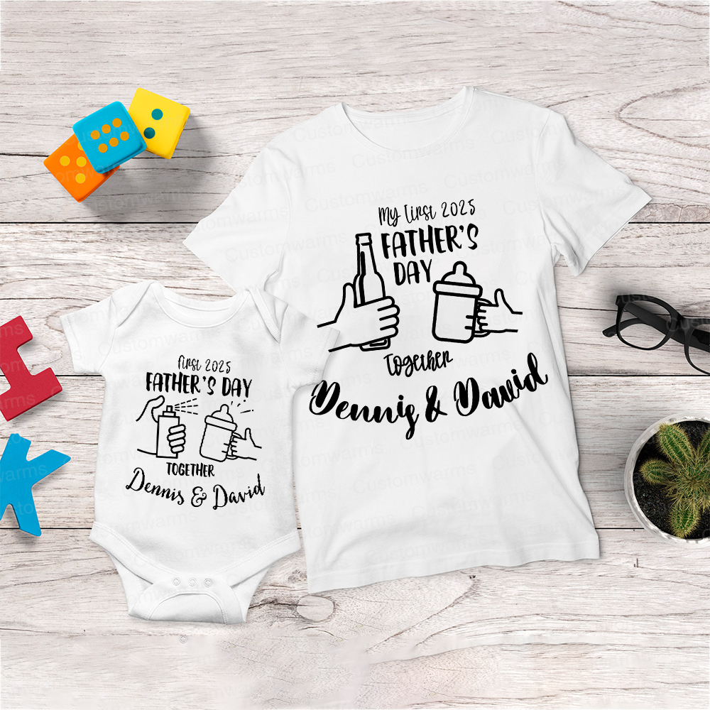 Personalized First Father's Day Daddy and Baby Outfit | CWFamily68