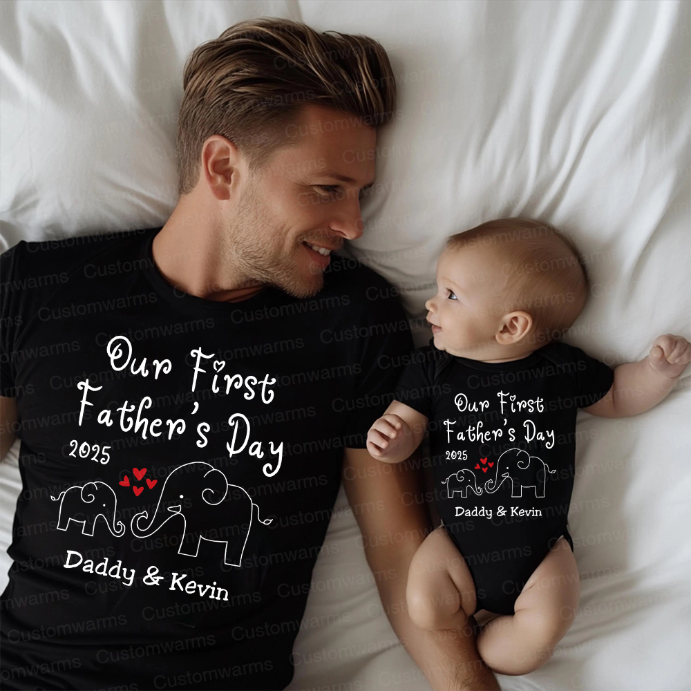Personalized First Father's Day Daddy and Baby Outfit | CWFamily76