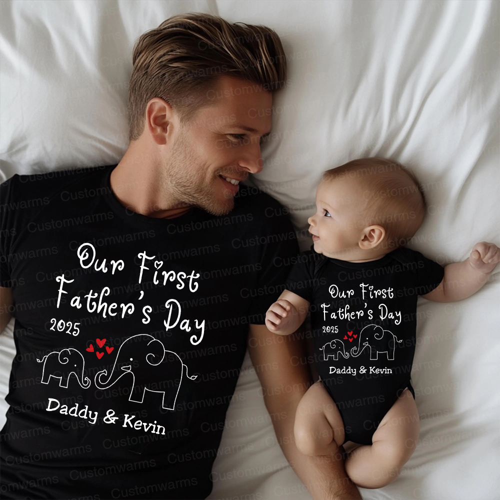 Personalized First Father's Day Daddy and Baby Outfit | CWFamily76