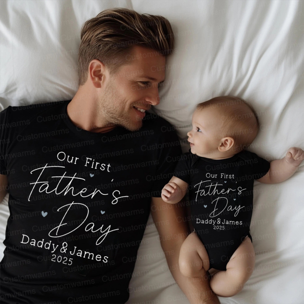 Personalized First Father's Day Daddy and Baby Outfit | CWFamily78