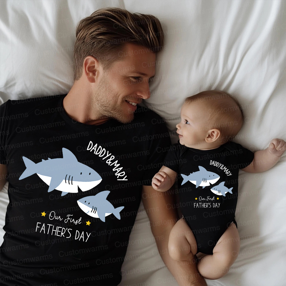 Personalized First Father's Day Daddy and Baby Outfit | CWFamily81