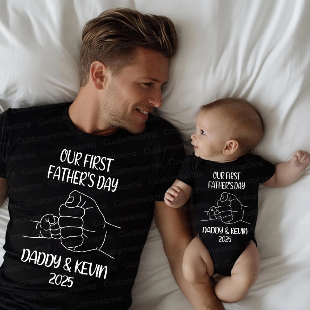 Personalized First Father's Day Daddy and Baby Outfit | CWFamily82