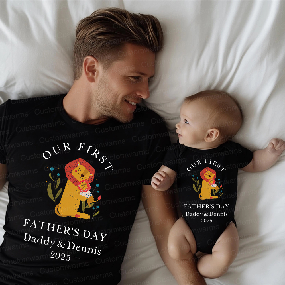 Personalized First Father's Day Daddy and Baby Outfit | CWFamily83