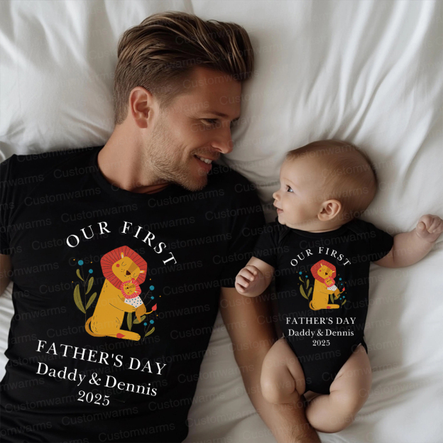 Personalized First Father's Day Daddy and Baby Outfit | CWFamily83