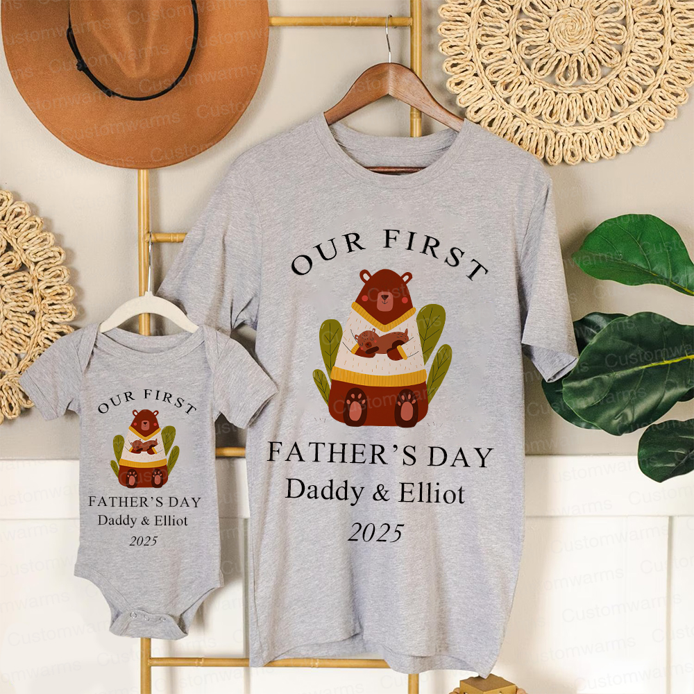 Personalized First Father's Day Daddy and Baby Outfit | CWFamily84