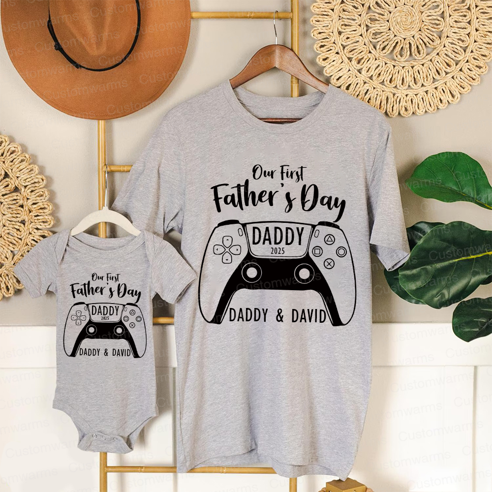 Personalized First Father's Day Daddy and Baby Outfit | CWFamily85