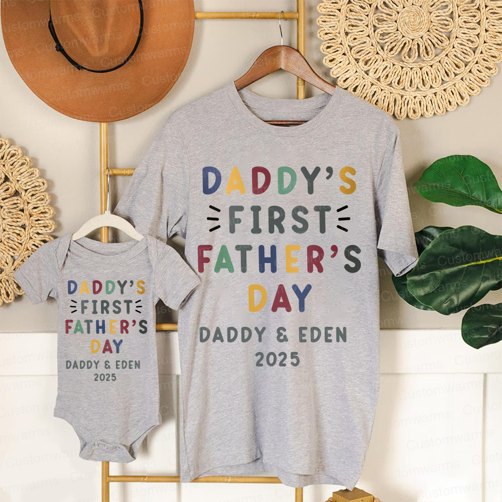Personalized First Father's Day Daddy and Baby Outfit | CWFamily86