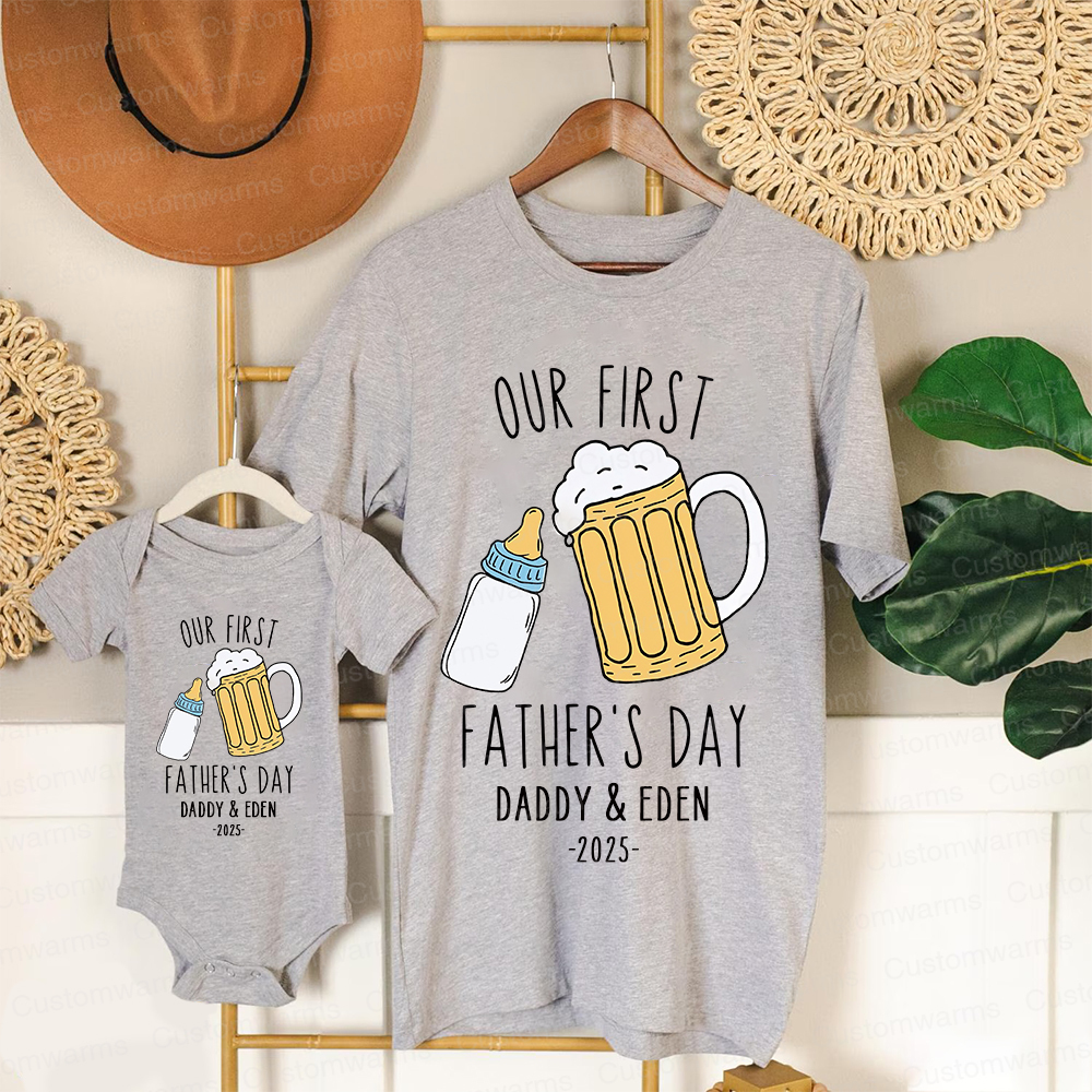 Personalized First Father's Day Daddy and Baby Outfit | CWFamily88