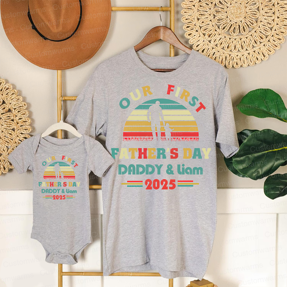 Personalized First Father's Day Daddy and Baby Outfit | CWFamily95