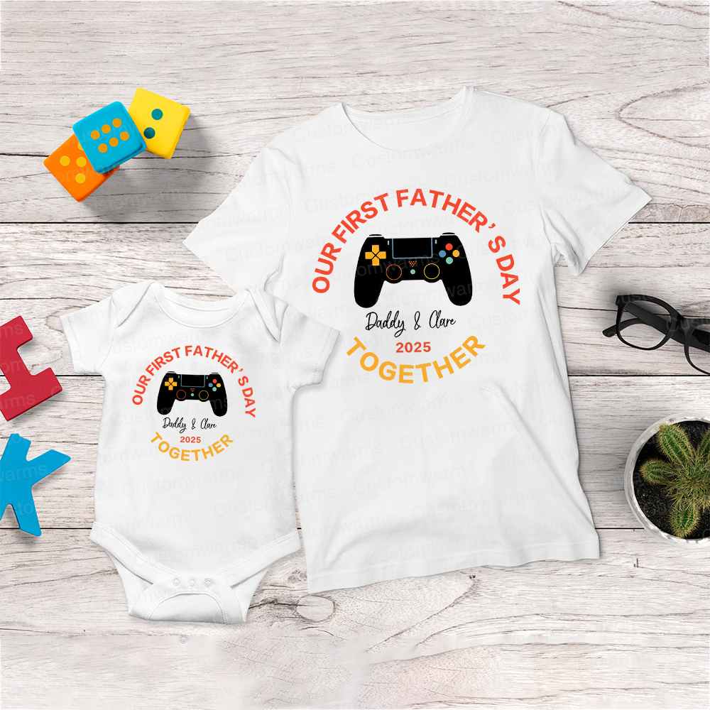 Personalized First Father's Day Daddy and Baby Outfit | CWFamily96