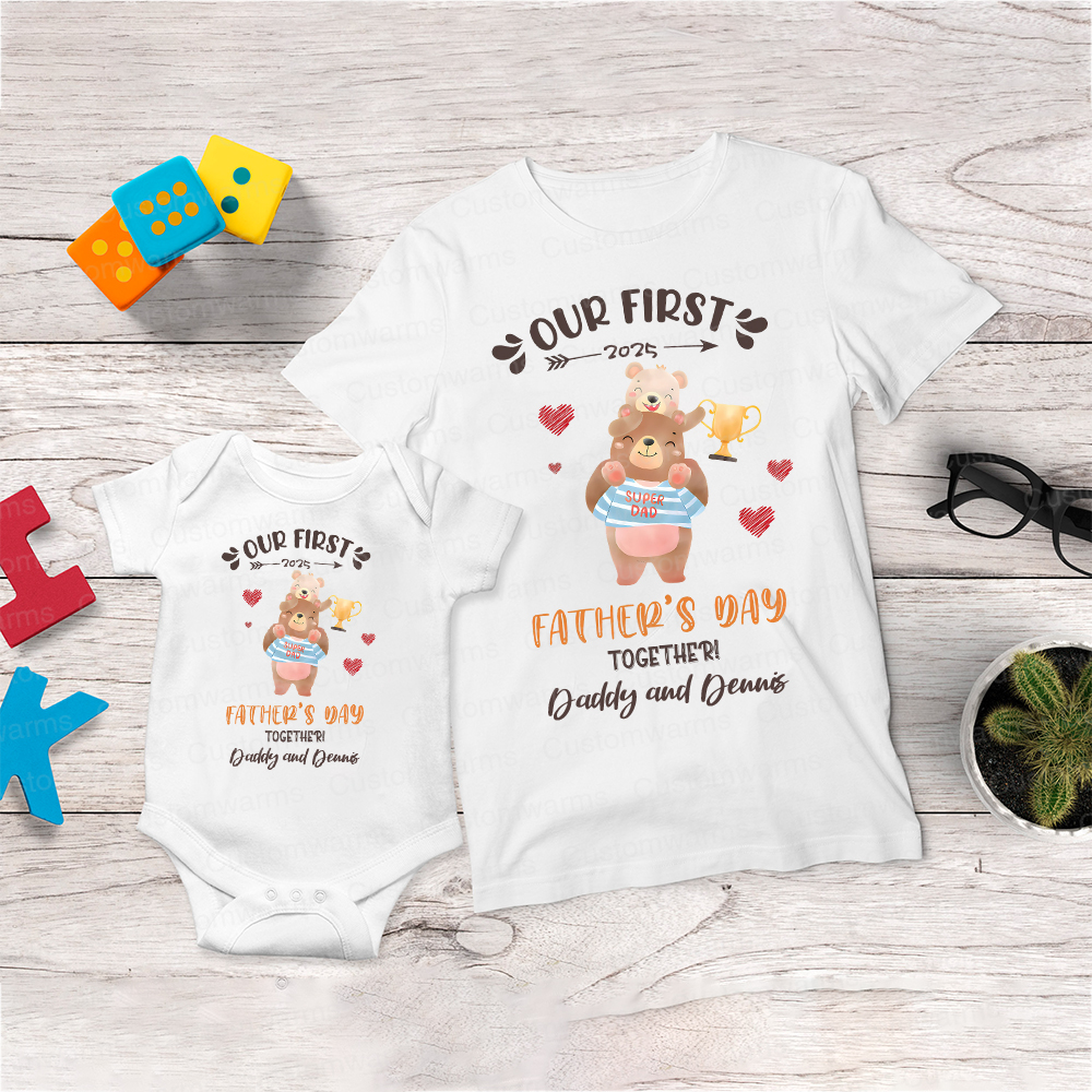 Personalized First Father's Day Daddy and Baby Outfit | CWFamily98