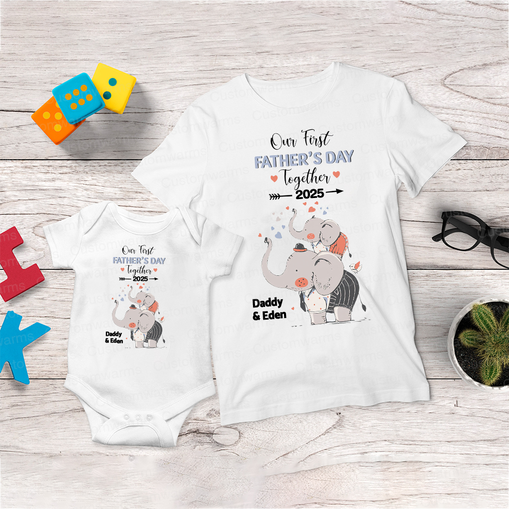 Personalized First Father's Day Daddy and Baby Outfit | CWFamily100