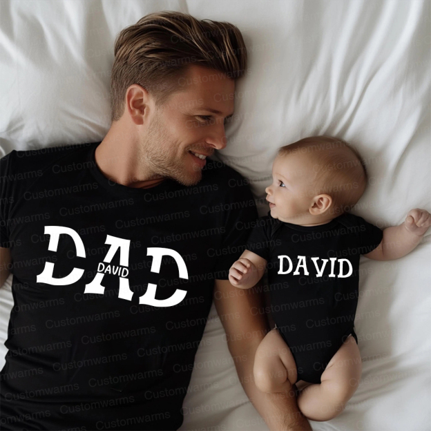 Personalized First Father's Day Daddy and Me Outfit | CWFamily108