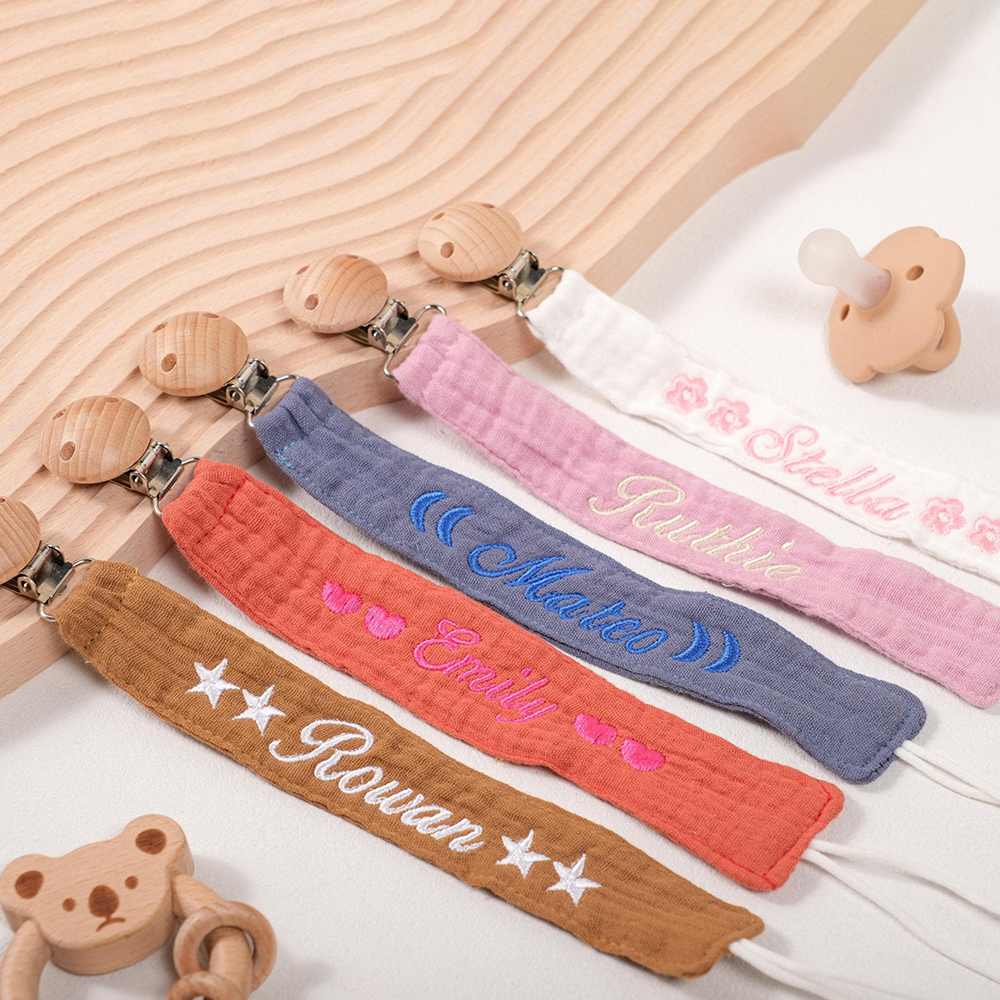 Personalized Baby Embroidered Pacifier Strap with Name | CWToy129