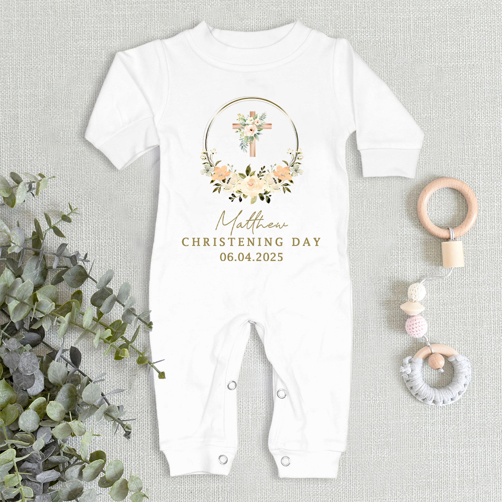 Personalized Baby Christening Day Romper | CWBaby259