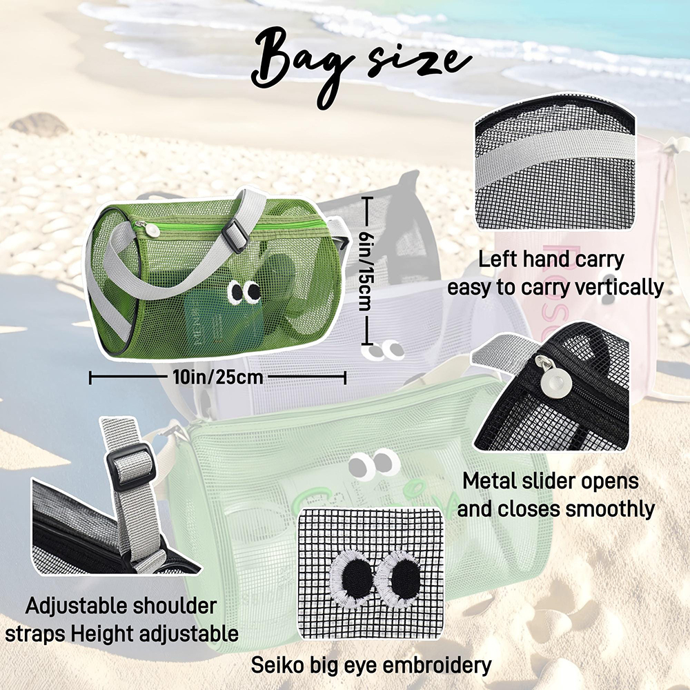Personalized Summer Seashell Zipper Mesh Beach Bag | CWBeach196