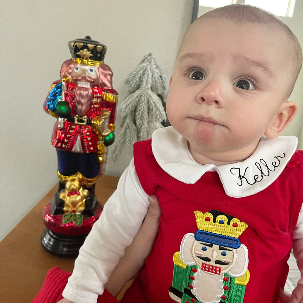 Personalized Baby Embroidered Peter Pan Collar Romper | CWBaby272