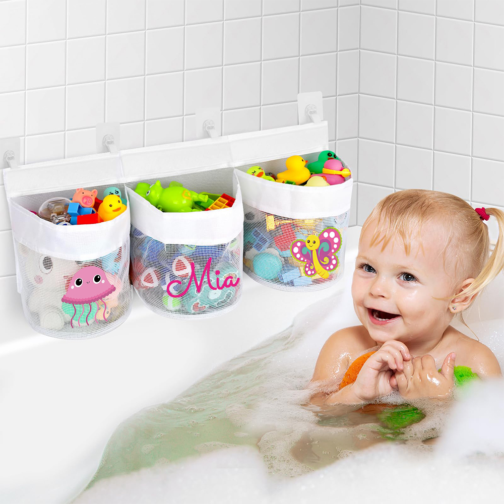 Personalized Wall-mounted Bath Toy Storage Mesh Bag | CWToy137