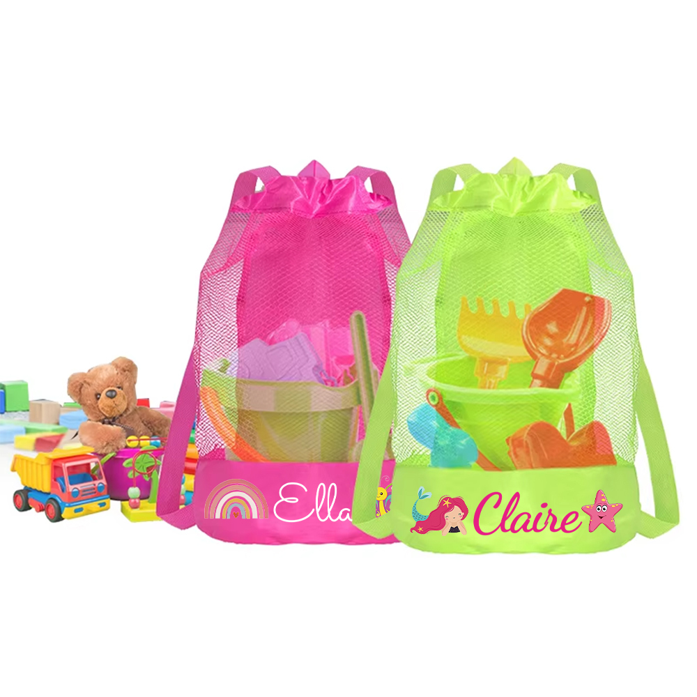 Personalized Mesh Adjustable Drawstring Beach Backpack | CWBeach198