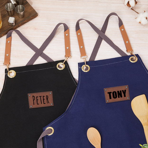 Personalized Leather Patch Canvas Apron with Pockets for Kid & Adult | Apron25