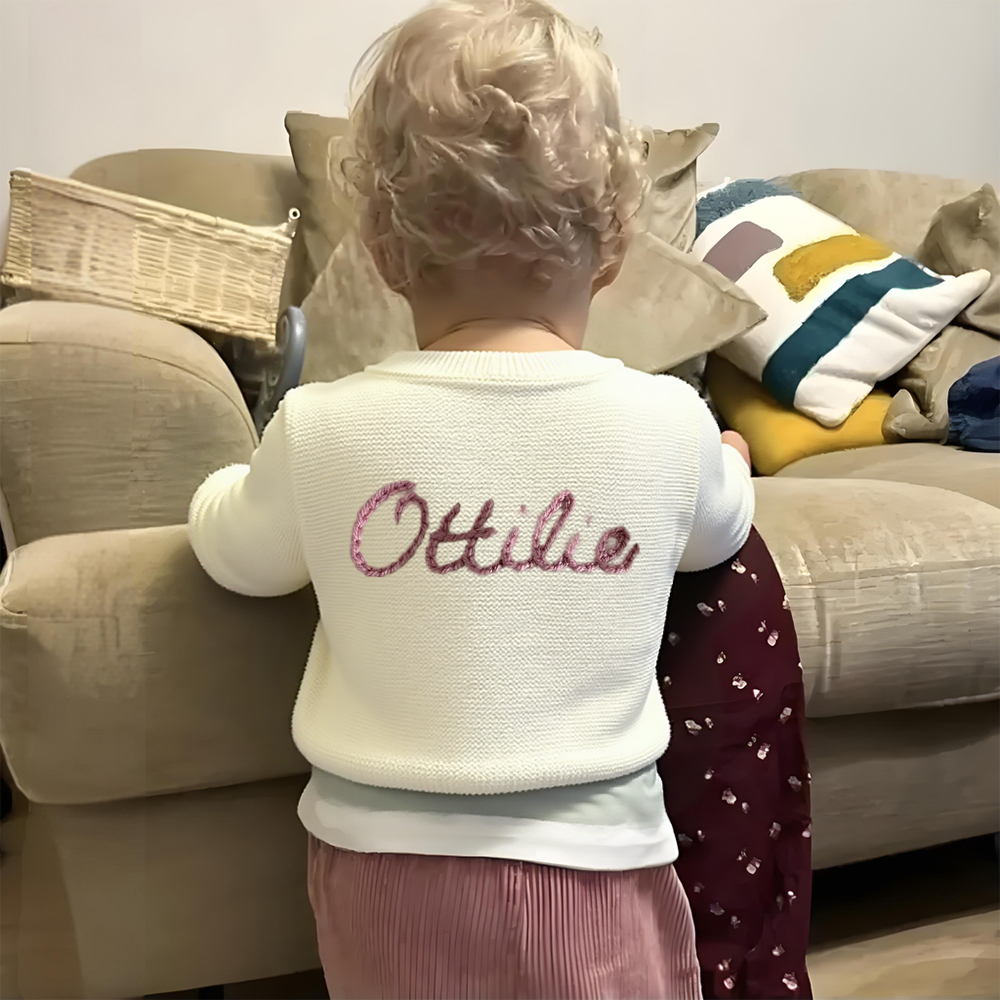 Personalized Hand Embroidered Baby Cardigan | CWBaby282