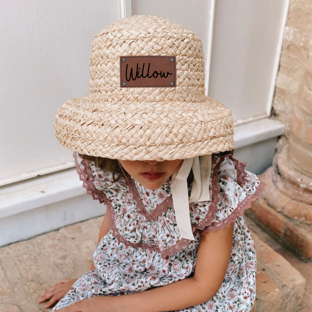 Personalized Summer Leather Patch Straw Hat for Comfort & Unique | CWBeach85