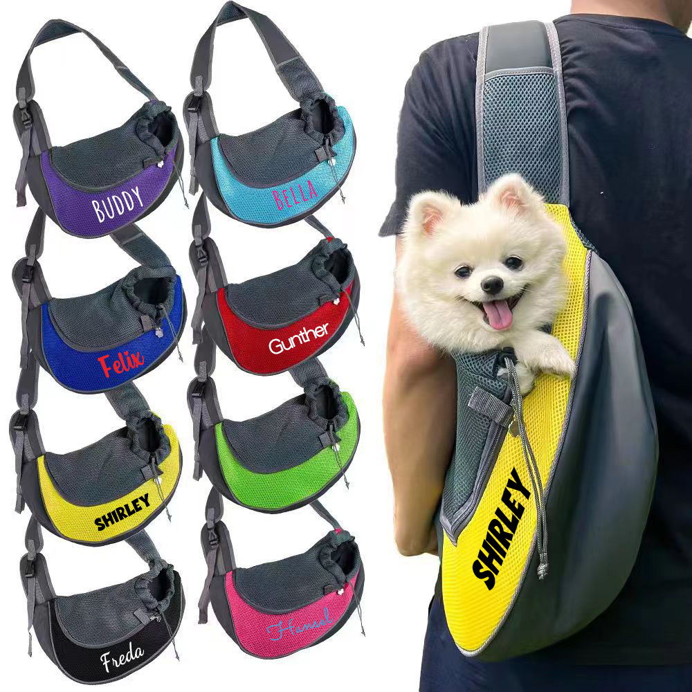 Personalized Hands Free Breathable Mesh Dog Sling Carrier | BKPet189