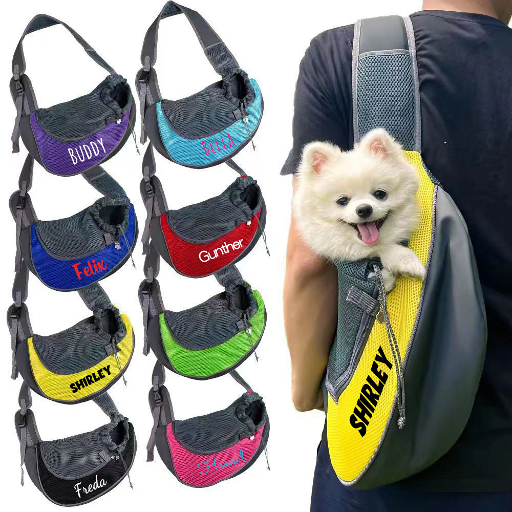 Personalized Hands Free Breathable Mesh Dog Sling Carrier | BKPet189