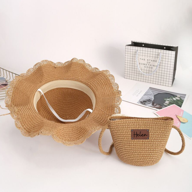 Personalized Lovely Straw Bucket Beach Hats with Matching Purse for Comfort & Unique | CWBeach87