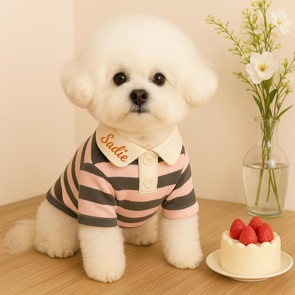 Personalized Pet Striped Polo Shirt | KKPet399