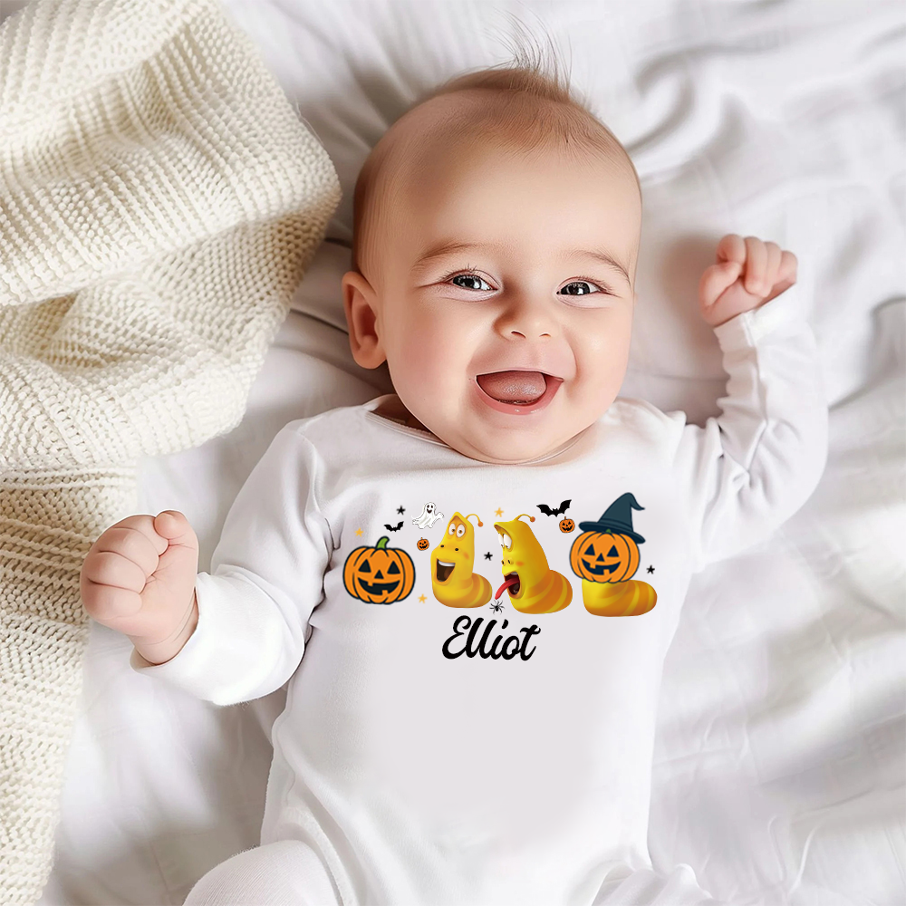 Personalized Larva's Halloween Funny Baby Romper | Larva14