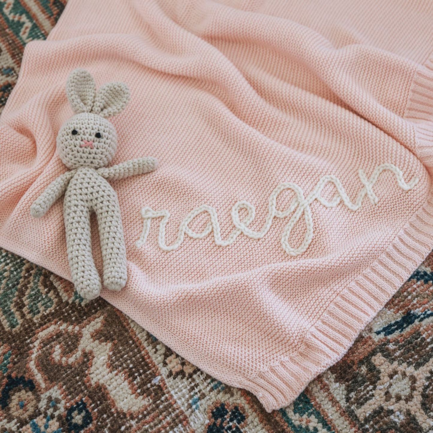 Personalized Hand Embroidered Knit Baby Blanket for Unique Gift | CWBaby52