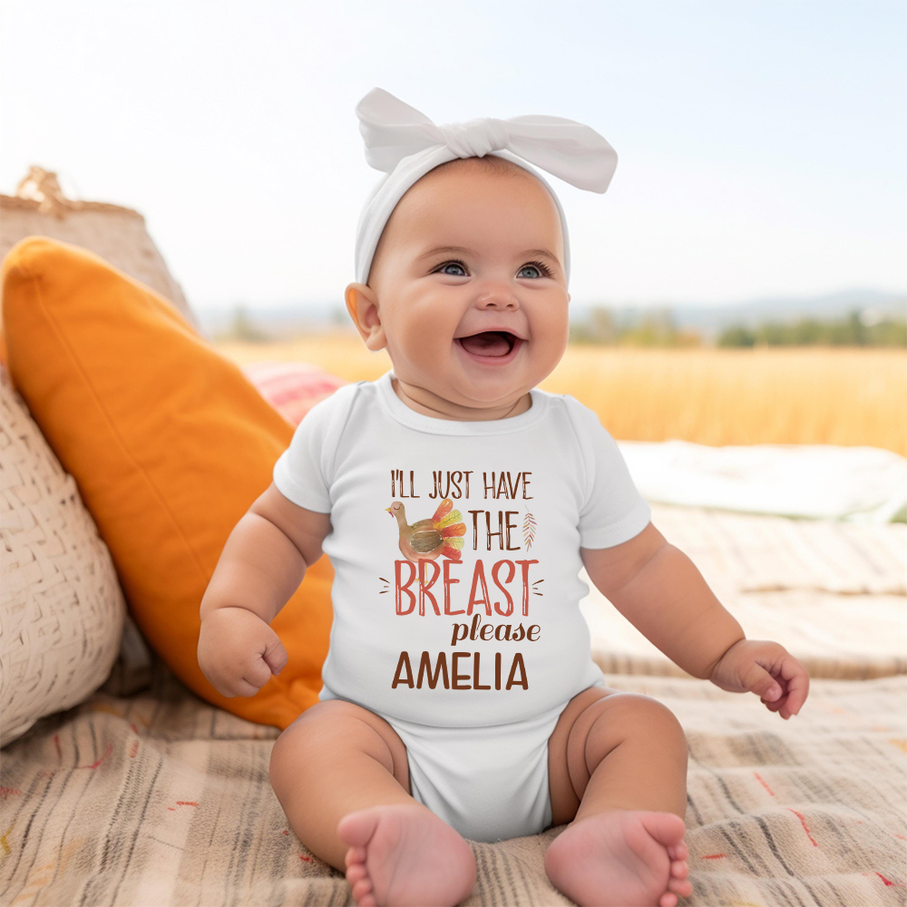 Personalized Baby Romper with Bib Set For Thanksgiving Party | CWThanks03