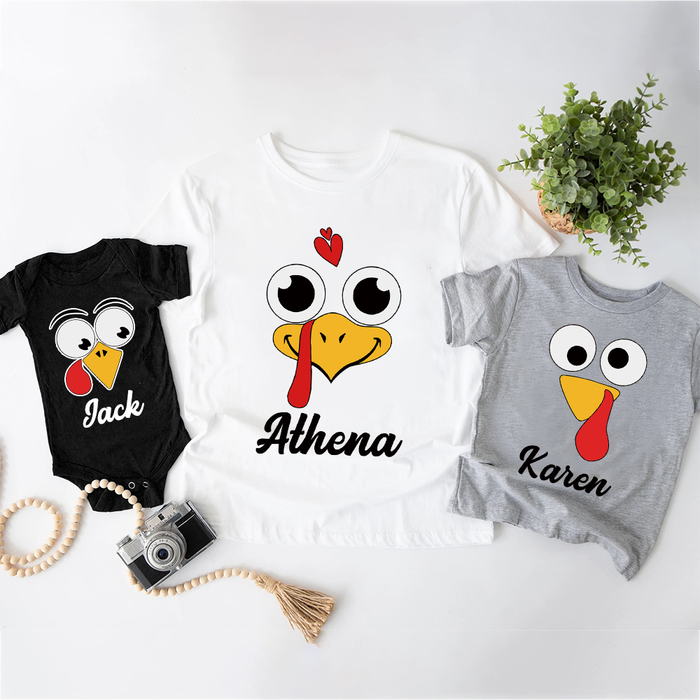 Personalized Funny Turkey Face Family Matching Shirt | CWThanks07