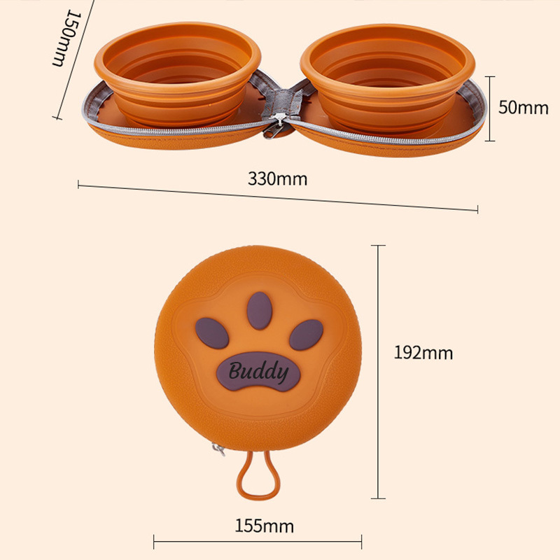 Personalized Collapsible Portable 2-in-1 Food & Water Dish Dog Bowl | BKPet214