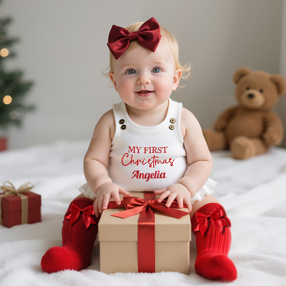 Personalized My First Christmas Baby Romper Set | MCGift137