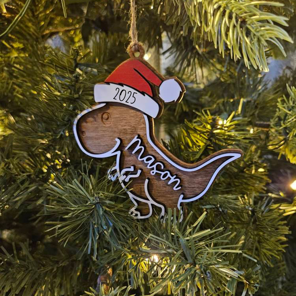 Personalized Christmas Dinosaur Wood Ornaments Decoration | MCGift146