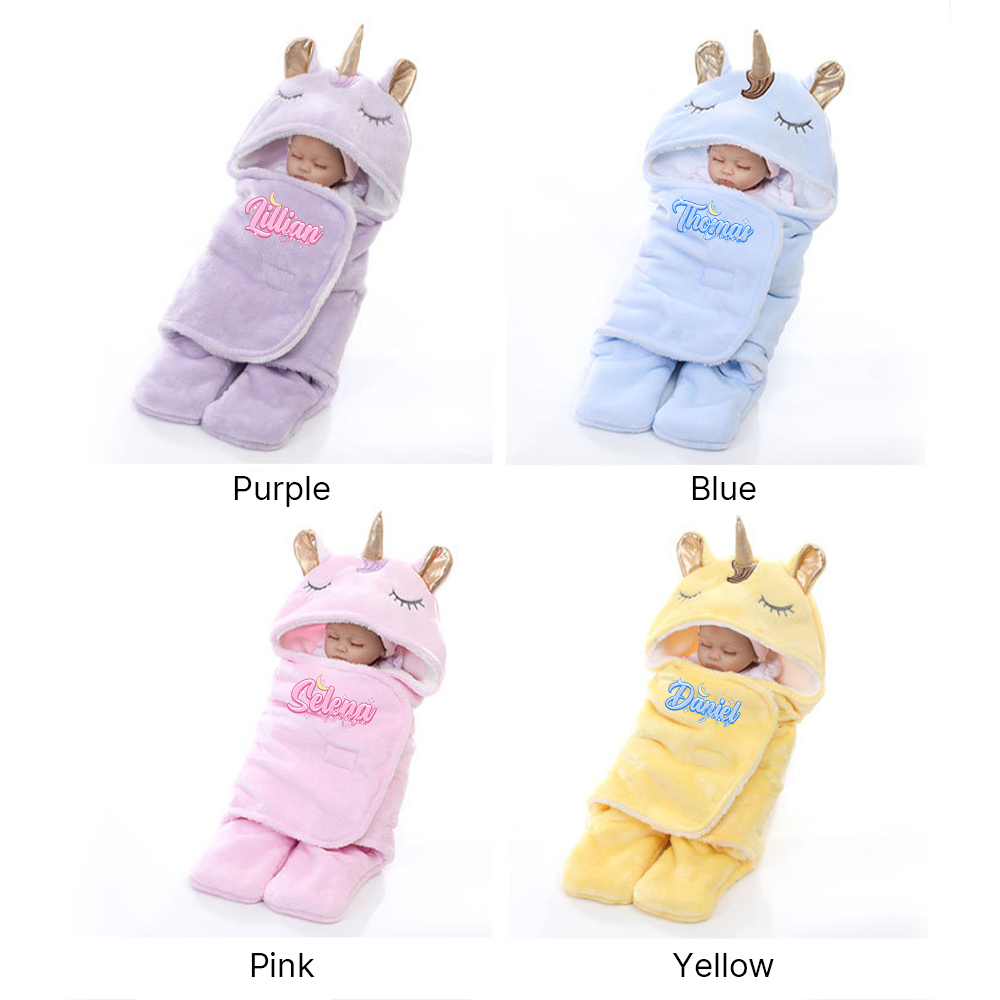 Personalized Baby Unicorn Flannel Super-soft Sleeping Bag | CWBaby307