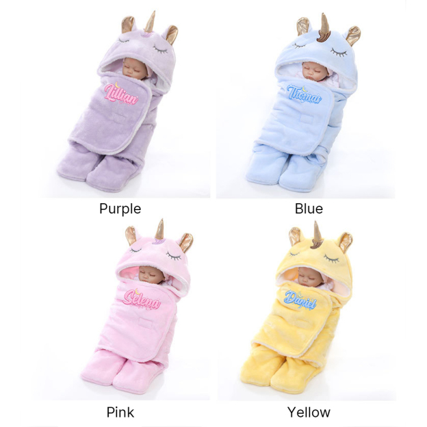 Personalized Baby Unicorn Flannel Super-soft Sleeping Bag | CWBaby307