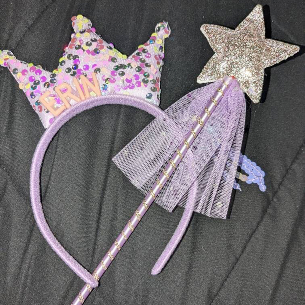 Personalized Girls Party Tiara Headband and Fairy Wand Set | CWToy151