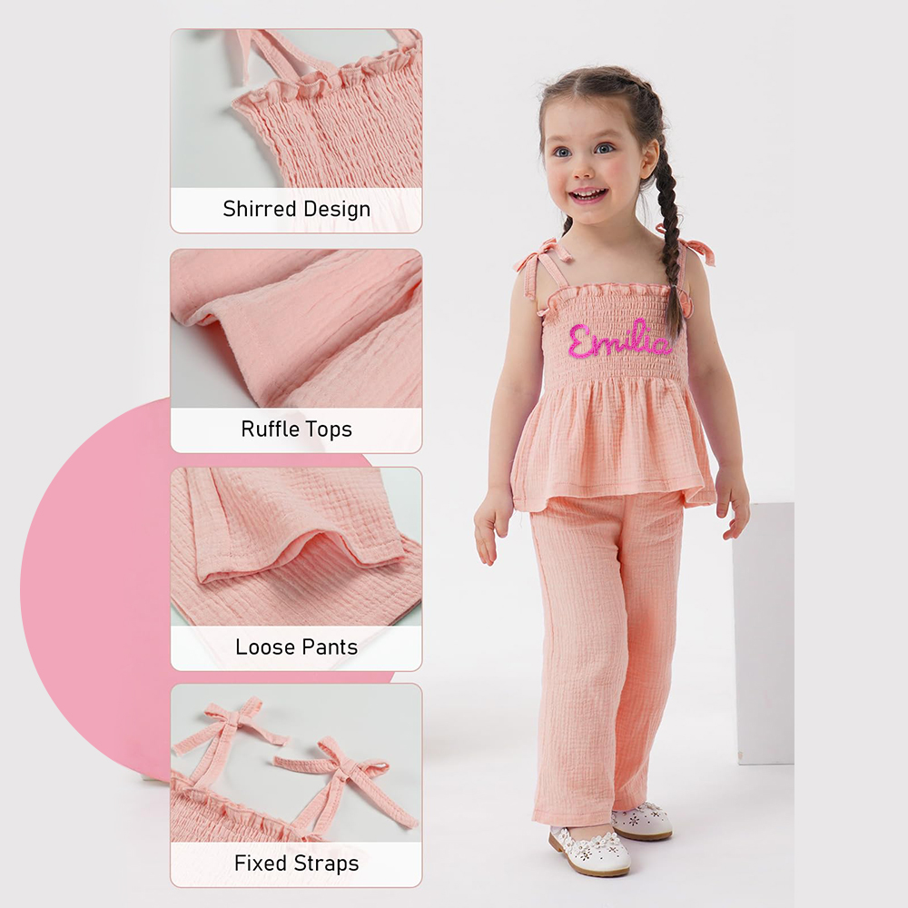 Personalised Hand Embroidery Toddler Girl Outfit | CWBaby313