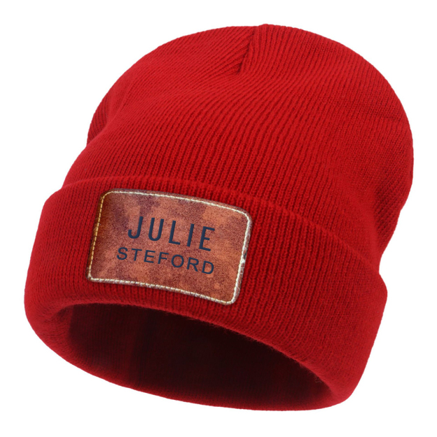 Personalized Classic Leather Patch Beanies For Kid & Adult | HSKid65