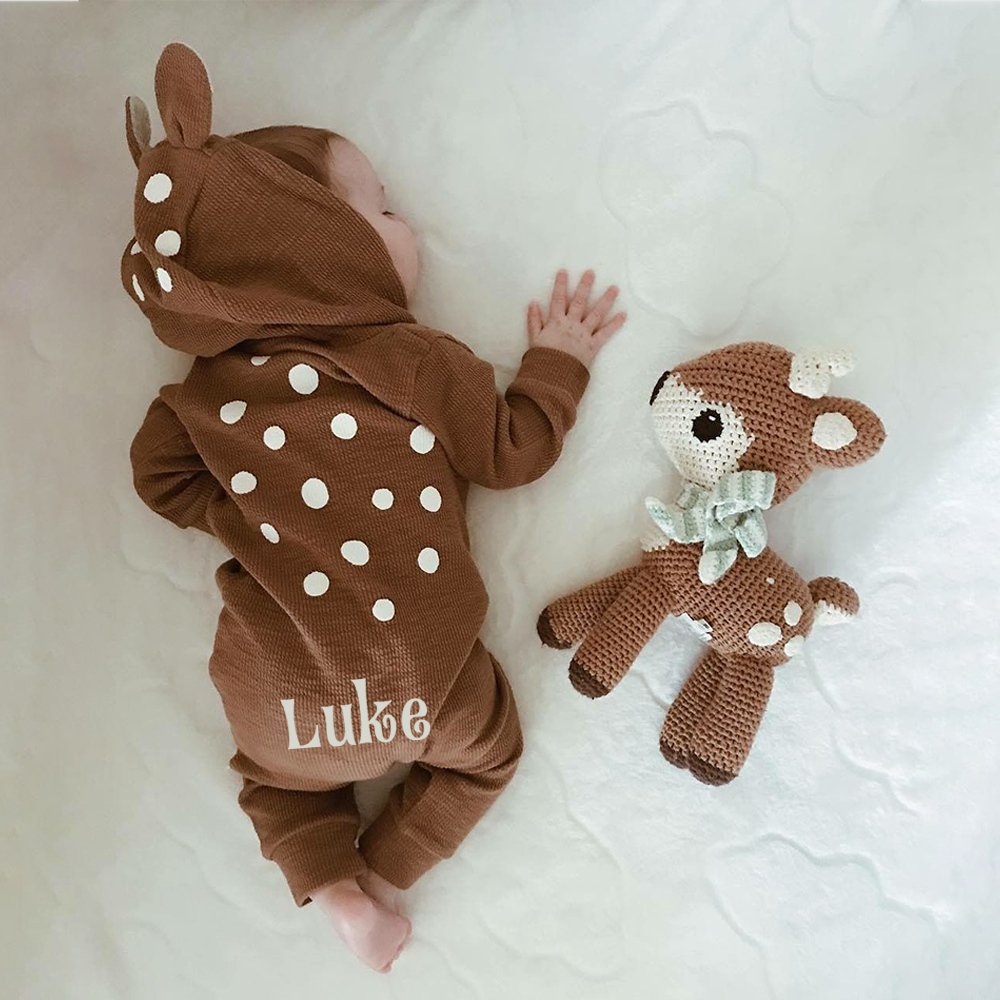 Personalized Baby Cute Bambi Hooded Jumpsuit | CWBaby319