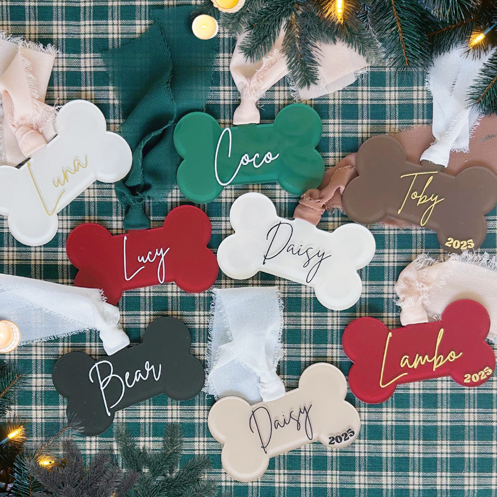 Personalized Pet Acrylic Christmas Bone Ornaments | MCGift184